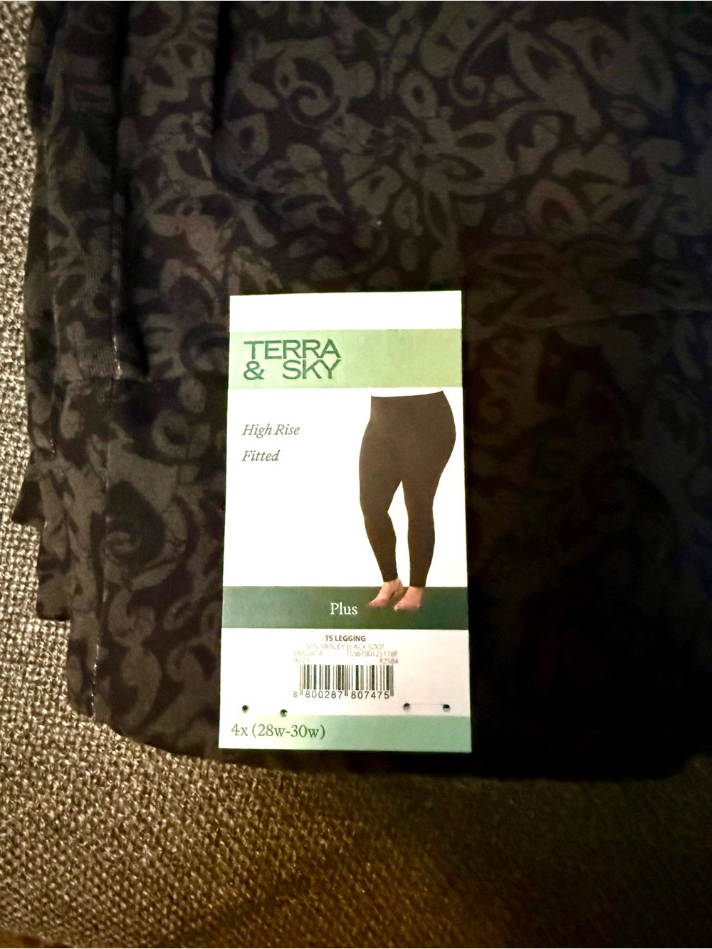 Paisley Black and Dark Gray Print Plus Size 4XL High-Rise Fitted Leggings NWT! - Picture 11 of 11